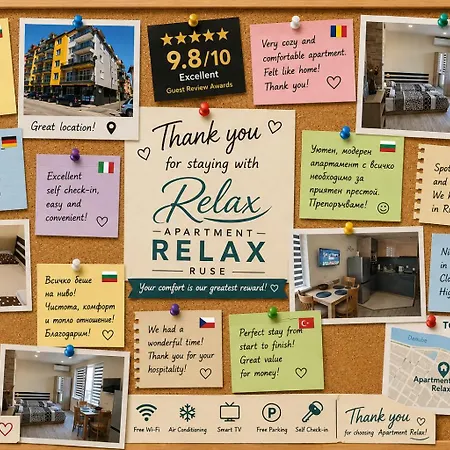 Relax, Centre, Free Wi-fi, Self Check-in
